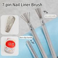 Brocha De Uñas Ultrafina De Acero Con 7 Pines Para Dibujar Líneas Finas Y Pintura 3D Con Varias Cabezas Herramienta Para Gel UV Y Artesanía De Uñas - details 3