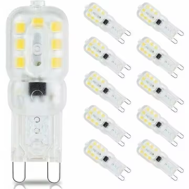 Pack de 10 Bombillas LED G9 de 3W, Equivalente a Halógena de 33W, Blanco Día 6000K, No Regulable, Ahorro de Energía - 1
