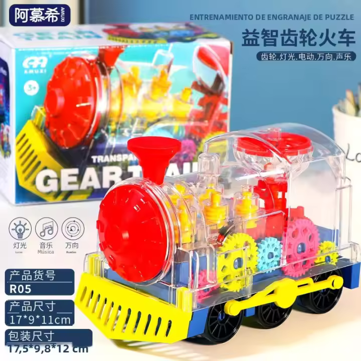 Coche De Juguete Transparente Para Niños Con Luz Sonido Y Música Juguete Educativo Para Bebés Coche Eléctrico Con Engranajes Tren Juguetes Para Niños De 0-12 Años - 1
