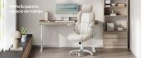 SONGMICS Silla de Oficina, Silla Gaming Ergonómica, Mecanismo de Inclinación, Apoyabrazos Plegables, Ruedas Universales, Altura Ajustable, Silla Racing, Negro Tinta/Marrón Caramelo/Blanco Crema - details 2