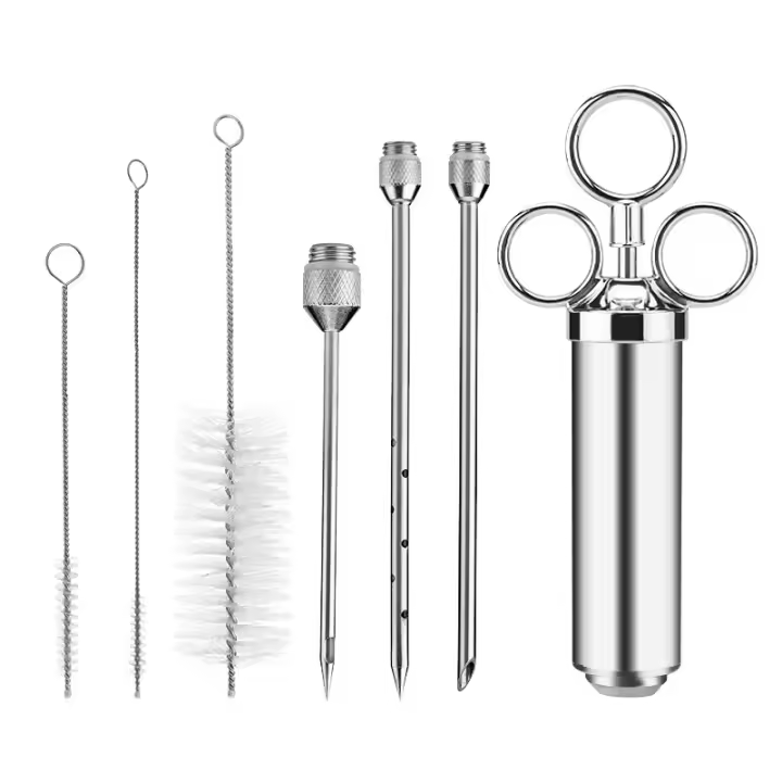 Juego De 7 Syringes De Acero Inoxidable 304 Para Asado Y Aromatización De Pollo Y Pavo Herramienta De Inyección Para Carne - 1