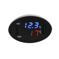 Cargador De Coche 3 En 1 USB Doble 12V Con Termómetro Y Voltímetro LED Negro Adaptador De Encendedor De Cigarrillos - details 0