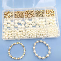 Set De 720 Piezas Con Estrellas Doradas Corazones Y Cuentas Redondas CCB Para Creación De Joyería DIY Incluye 470 Piezas De Perlas De Imitación ABS De Tamaños 4 6 8 10 12 Mm - details 1