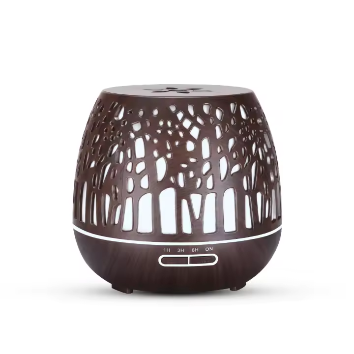 Sensor de Aceites Esenciales 400ml, Remote Control de humidificador ultrasónico sin BPA with Colores variables de Luz LED 3 temporizador para el hogar/yoga/Oficina/SPA-Madera Darkland - 1
