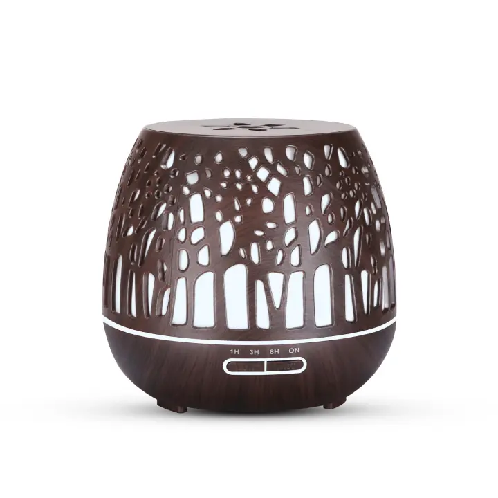 Sensor de Aceites Esenciales 400ml, Remote Control de humidificador ultrasónico sin BPA with Colores variables de Luz LED 3 temporizador para el hogar/yoga/Oficina/SPA-Madera Darkland - 1