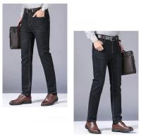 Pantalones De Mezclilla Negra Azul Para Hombre 2025 Primavera Moda Clásica Slim Straight Business Ropa Masculina Denim Pantalones De Mediana Elasticidad Tatting mid Waist Full Length Para Todas Las Estaciones - details 16