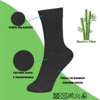 Geshop 4 Pares Calcetines Tobilleros Caña Alta Fibra de Bambú Hombre Mujer  Calcetines Altos Transpirables  Calcetines Medios Bamboo Anti Olor  Color Negro - details 0