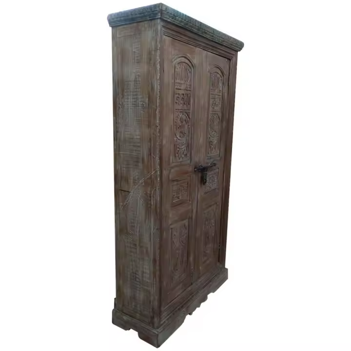 WANDERLUST DECO Armario de madera marrón 121x45x220h cm de estilo Artesanal - 1