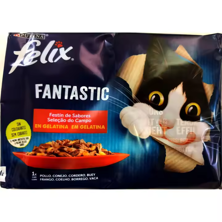 Pack 12x4 - Comida Húmeda para Gatos Purina Felix Festín de Sabores en Gelatina - - 1