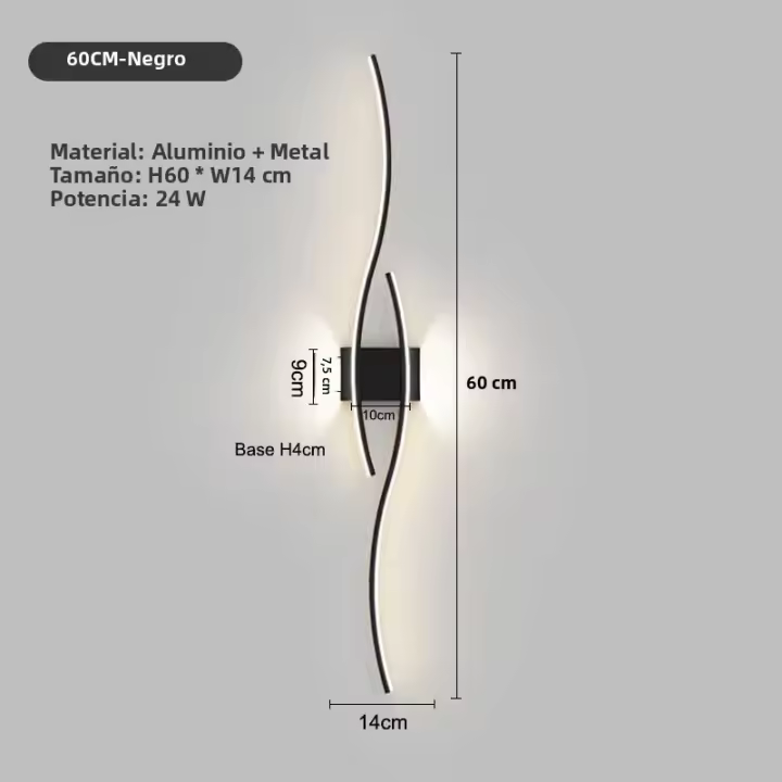Lámparas De Pared LED Para Dormitorio 24w 28w Negras Y Doradas Iluminación Decorativa Para Casa Pasillo Aisle Balcón Luz De Noche Moderna - 1