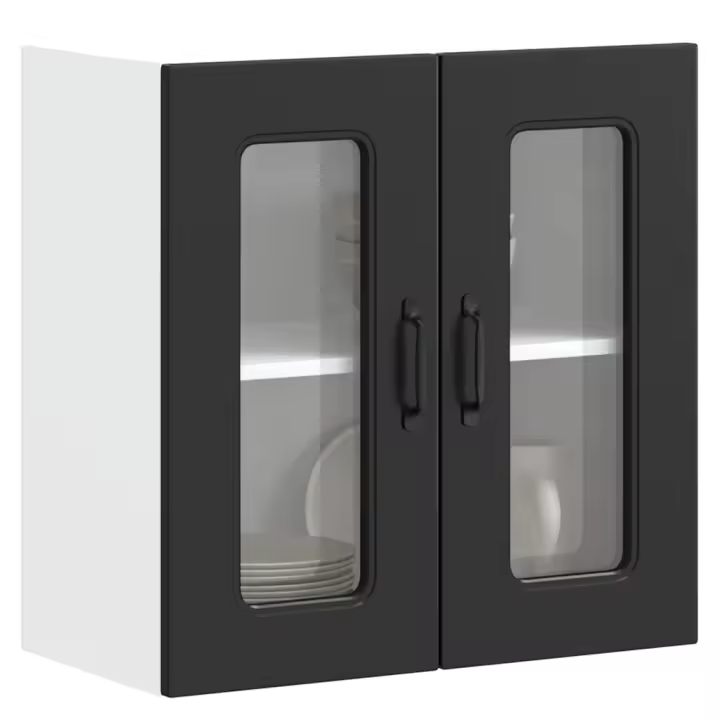 vidaXL Armario pared cocina puerta de cristal Kalmar roble marrón en color Marrón roble/Roble artisan/Blanco brillante y más | almacenamiento funcional diseño moderno para baño dormitorio sala - 1