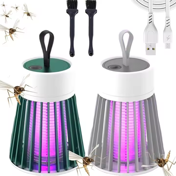 Lámpara antimosquitos Mosqishock 2025, portátil, inalámbrica, para exteriores, impermeable, para camping (verde y blanco) - 1