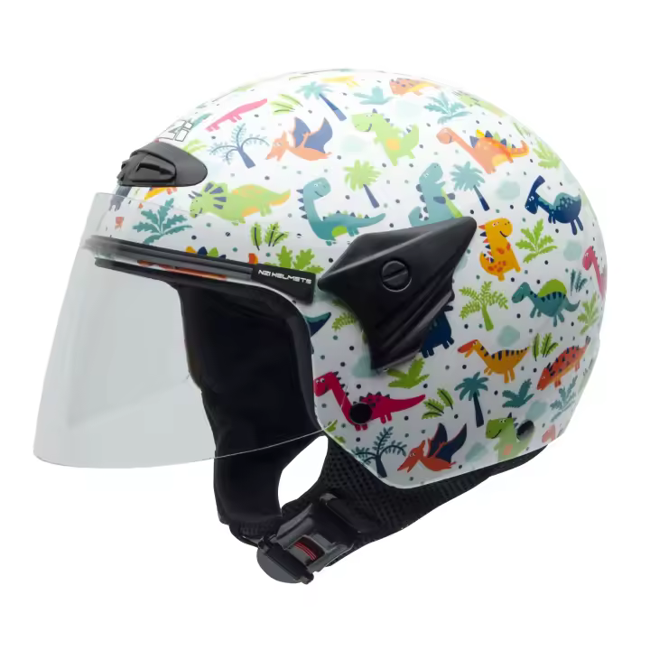 Casco de Moto Minijet Helix II Jr. NZI - Casco Abierto Popular para Niños - Carcasa de Nugema® - Homologación UNECE R.22.05 - Tallas: S L - Bolsa Portacascos Incluida - 1