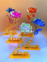Regalo Creativo De Día De San Valentín Rosa De Oro 24K Duradera Decoración De Boda Iluminación De Flores Eterna Amarillo Y Rojo Para Aniversarios Cumpleaños Bodas - details 1