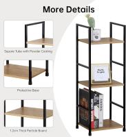 Librería de 3 niveles, estantería de pie con estructura de acero, estantería multifuncional de madera para salón, dormitorio, estudio, estantería de escalera 29,1 x 23,5 x 80 cm - details 4