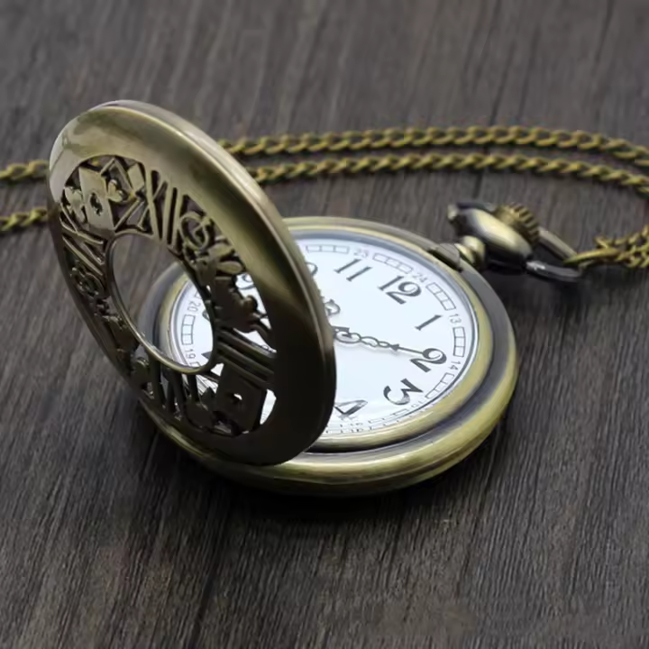 Reloj De Bolsillo Bronce Quart Para Hombres Y Mujeres Tema Retro Alice Colgante De Reloj Fob Reloj De Cuarzo Regalo Unisex - 1