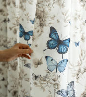 Nuevas Cortinas De Tules De Algodón 100% Para Sala De Estar Y Dormitorio Con Estampado 3D De Mariposa Adecuadas Para Balcones Ventanas Y Armarios Diseño Pastoral Estilo Translúcido - details 1