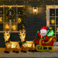 HOMCOM Papá Noel Inflable con Trineo y Renos con Luces LED Decoración de Navidad para Exterior Aire Libre con Inflador 240x57x112 cm Multicolor - details 1