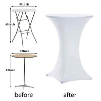 Mantel Redondo De Spandex Elástico Para Mesa De Coctel Cubierta De Bar Hotel Fiesta Boda Decoración 1PC Universal Para Uso Doméstico Y Exterior - details 2