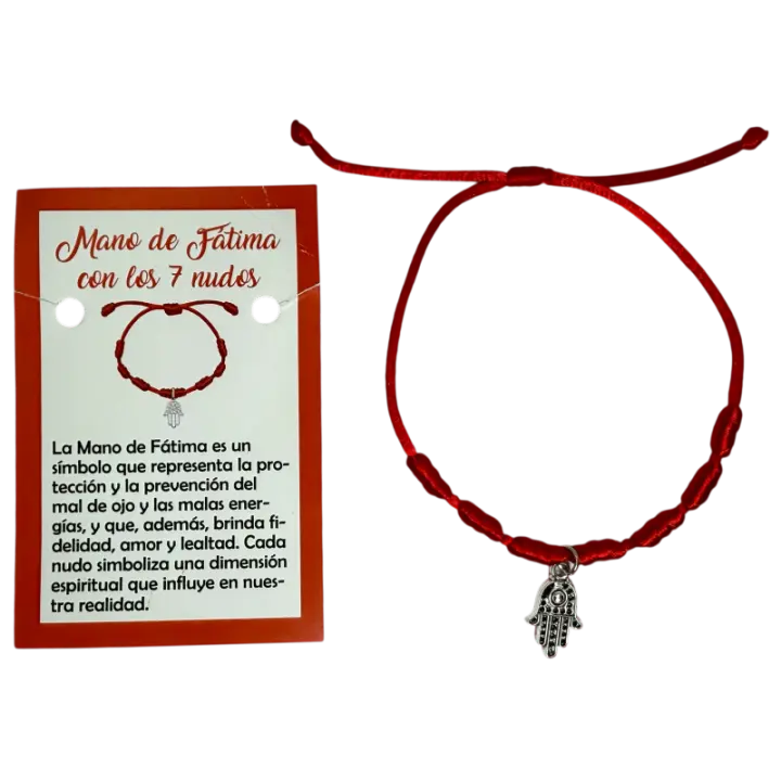 Pulsera 7 Nudos con Mano de Fátima / Hamsa HOSTENATURA - Protección y prevención del mal de ojo - 1
