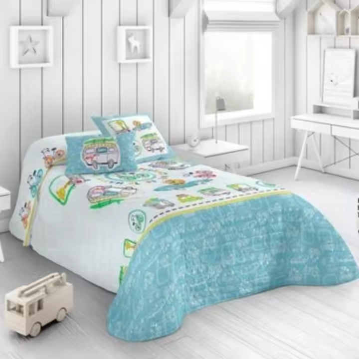 Colcha bouti Naturals Euromoda estampación digital 100% algodón - 144 hilos - Para cama de 90 (180x260) - Fabricado en España - Lavable a máquina - 1