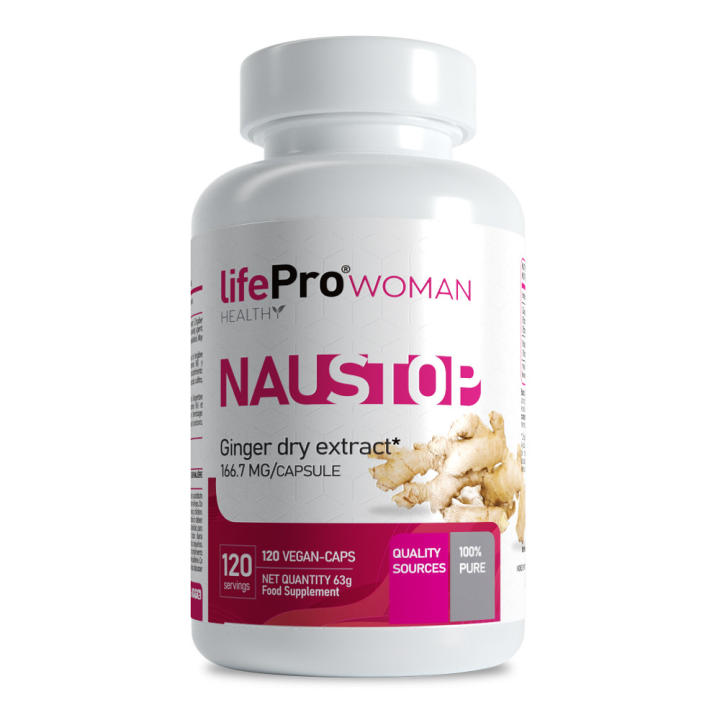 LIFE PRO NUTRITION NAUSTOP 120 CAPS - Ayuda a Mitigar las Naúseas - Contribuye a Mejorar el Bienestar General - Antioxidante