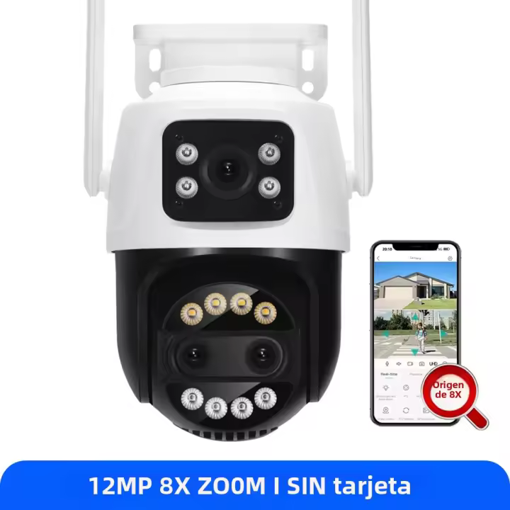 Cámara De Seguridad Exterior ASECAM 12MP 6K Wifi Con Zoom 8X Pantalla Dual Detección De Humanos AI Seguimiento Automático CCTV iCSee - 1