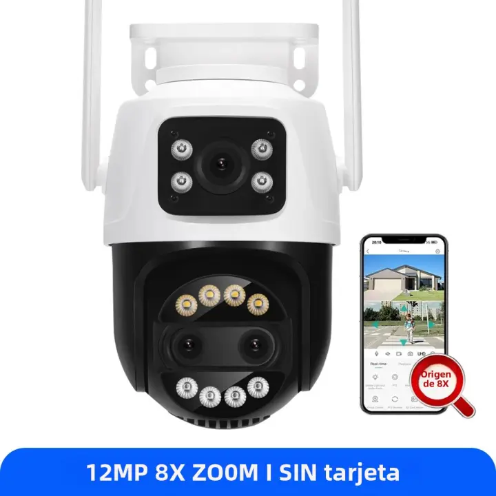 Cámara De Seguridad Exterior ASECAM 12MP 6K Wifi Con Zoom 8X Pantalla Dual Detección De Humanos AI Seguimiento Automático CCTV iCSee - 1