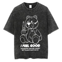 Camiseta Punk Gótica Vintage De Verano Para Hombres Y Mujeres Estampado De Oso 100% Algodón Casual Hip Hop Top Tee - details 4
