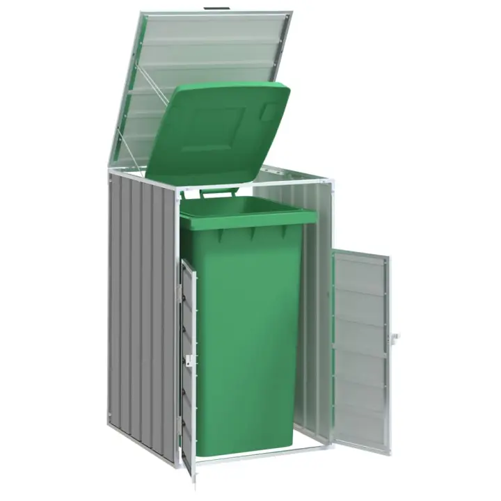 vidaXL Cobertizo de contenedor de basura acero 72x81x115 cm en color Gris/Antracita/Verde y más - 1