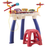 AIYAPLAY Piano Electrónico Infantil de 32 Teclas Juego de Piano 2 en 1 con Batería Micrófono Taburete Luces 19 Canciones 4 Sonidos y Volumen Ajustable 74x32,2x71 cm Multicolor - details 0