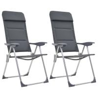 vidaXL 2x Sillas Camping Aluminio 58x69x111cm Asiento Taburete Campamento Color Gris,  Negro, y mas - details 0