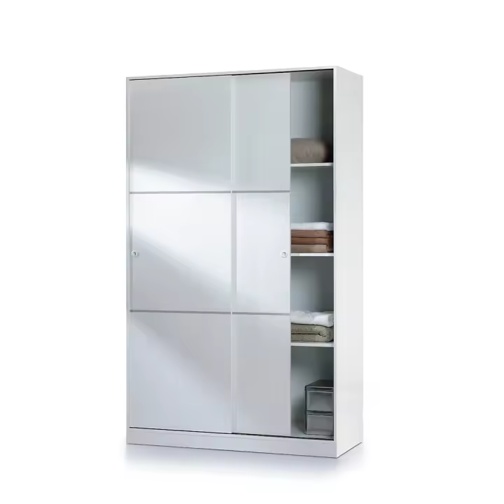 ARMARIO 2 PUERTAS CORREDERAS ANCHAS 200X120X50 CM BLANCO BRILLO - 1