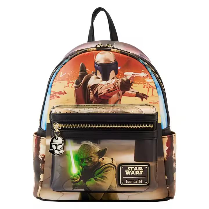 Mochila El Ataque de los Clones Episode II Star Wars Loungefly 26cm. Mochila ergonómica con amplio espacio. Diseño resistente y versátil para llevar tus pertenencias con estilo. - 1