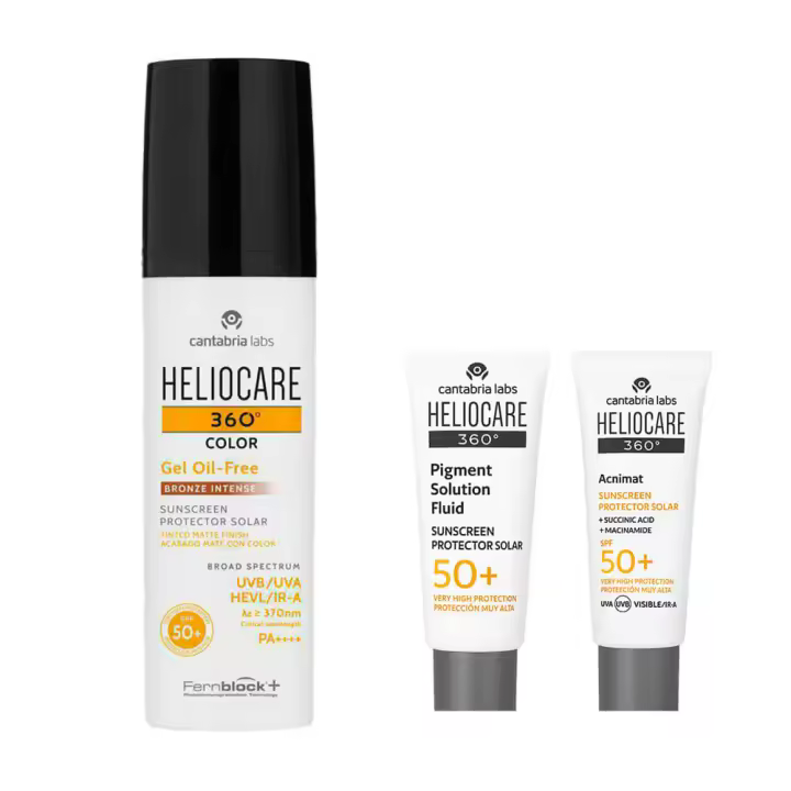 Heliocare 360° Spf 50+ Gel Oil-Free Bronze Intense 50 ml + Regalo Pigment Fluid 3 ml y Acnimat Spf50+ 5 ml - 1