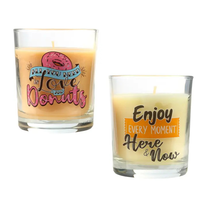 DEKORA SOUL Pack de 2 Velas Aromáticas, Vela en Vaso de Cristal de Cera Vegetal - Gift Set, Regalos para Mujer y Hombre, Vasos Reutilizables, 8.5x7cm, 2x30h, 2x140g - 1