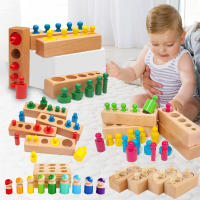 Juguete Educativo De Madera Montessori Para Niños Juguetes De Desarrollo Sensorial Y Práctica De Cilindros Y Agujeros Edad Recomendada 3-12 Años - details 1