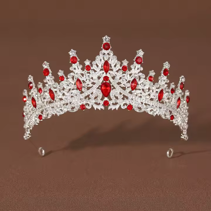 Diadema De Lujo Para Novia Con Estilo Griego Verde Y Roja Adorno Para El Cabello Para Damas En Boda Material Metálico Proveniente De Jiangsu China - 1