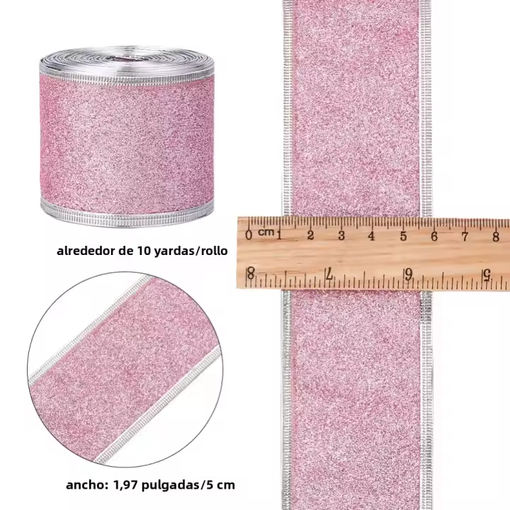 Cinta De Brillo Dorada De 2 Pulgadas Con Borde Rizado Para Embalaje De Regalos Y Manualidades DIY Decorativas 10 Yardas - 1