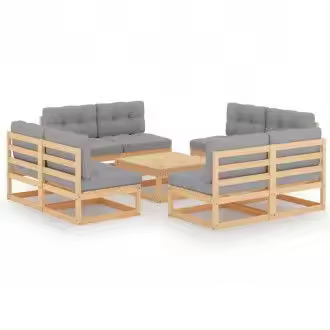 VIDAXL 3076324 juego de jardín fabricada en madera con cojines en color gris para el jardín vida xl - 1