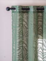 Cortinas Perforadas De Hojas Grandes Verdes Para Sala De Estar Y Dormitorio Estilo Rustico Cortinas Soplicadas Translúcidas - details 2