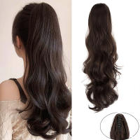 Pony Cola De Caballo Sintética Ondulada Resistente Al Calor Larga Rizada Para Mujeres Big Wave Lazy Bun Grandes Rizos Clip-in Color Puro - details 6