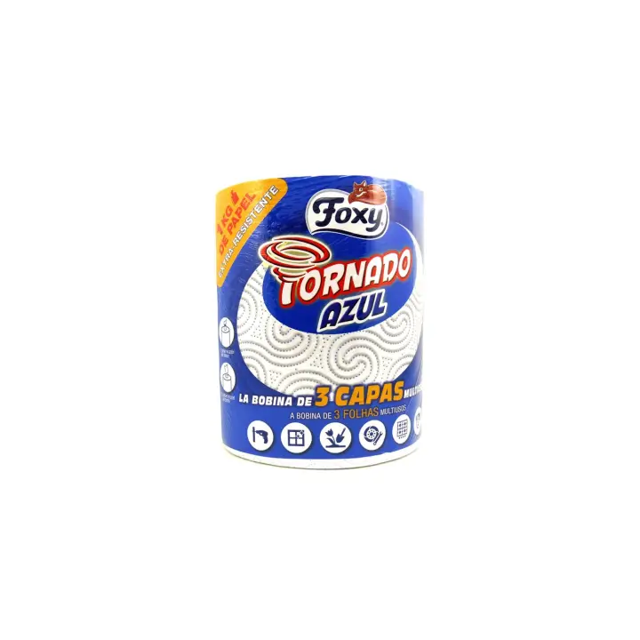 FOXY TORNADO PAPEL MULTIUSOS GRAN ABSORCION  3 CAPAS ROLLO 1KG - 1