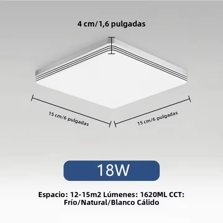 Luz De Techo LED Cuadrada 18W 24W 48W Para Sala De Estar Pasillo Comedor Dormitorio Baño Decoración De Hogar Iluminación Contemporánea Montaje Superficial - 1