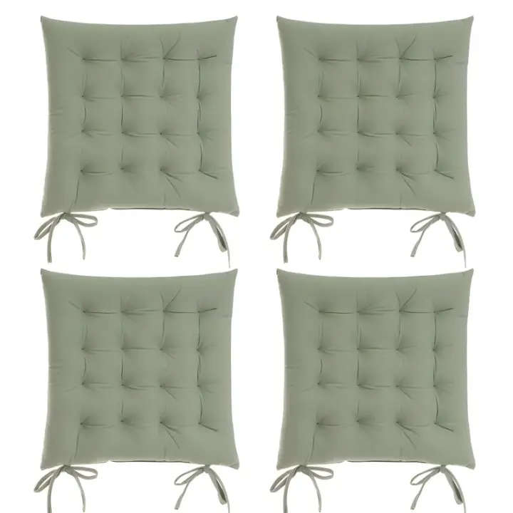 Dcasa Set de 4 cojines acolchados para silla verdes de antelina de 40x40 cm - 1
