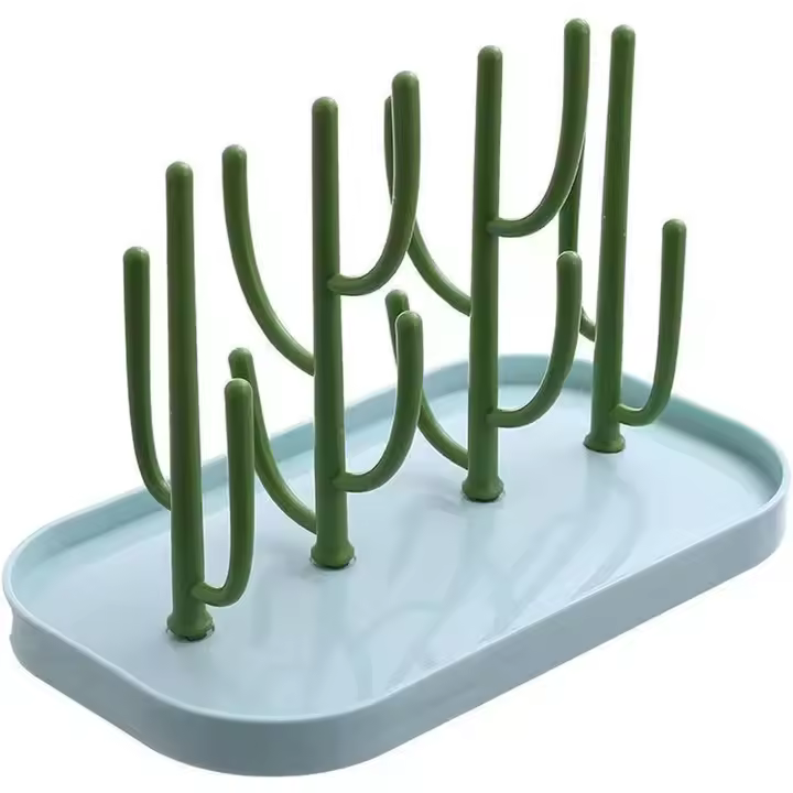 Baby Bottle Drying Rack Bottle Dryer Holder with Tray Cactus Cup Hanger for Bottles, Teats, Cups, Pump Parts - 1
