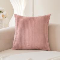 Funda De Cojín De Terciopelo 18x18 Estampado Rayado Para Decoración De Sala De Estar Cama Sofá Suave Cubierta De Cojín Beige Blanco - details 18