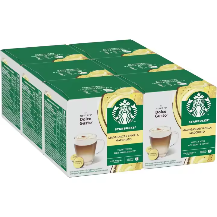 STARBUCKS Vanilla Latte Macchiato De Nescafe Dolce Gusto Cápsulas De Café, 72 Unidades (pack 6x12 capsulas) - 1