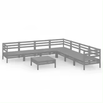 VIDAXL 3083101 juego de muebles de jardín con 8 piezas de palés de madera maciza de pino gris vida xl - 1