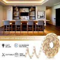 Tira de luces LED de 3 m con batería y control remoto, 90 LED impermeables, 8 modos (blanco cálido) - details 3
